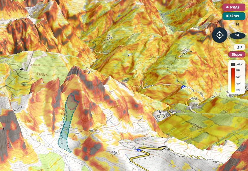 Stacca avalanche simulation on Marmolada