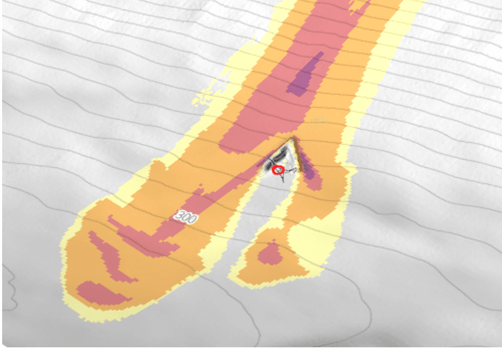 Wedge deflector design, plan view