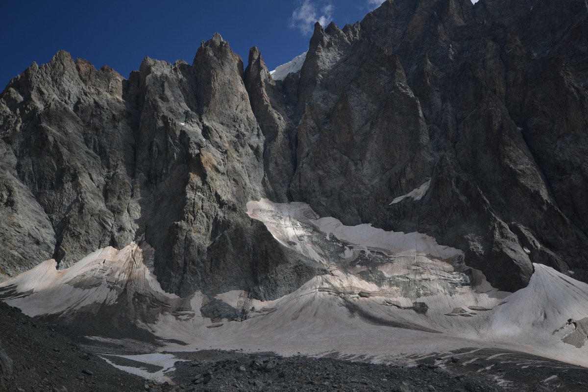 High-altitude rock glacier fieldwork, French Alps.