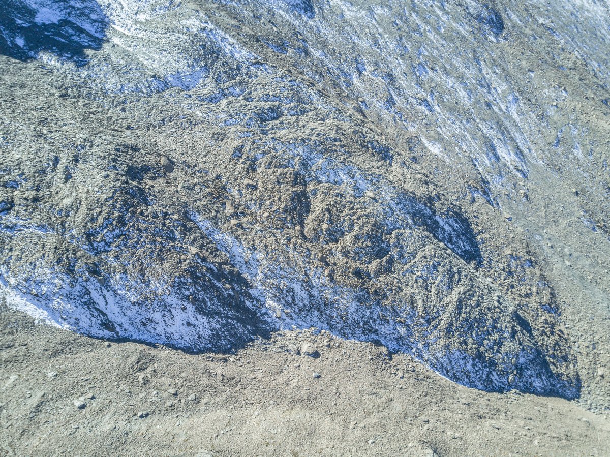 Tete de Longet rock glacier, Queyras massif. Transverse ridges and furrows characteristic of active rock glaciers.